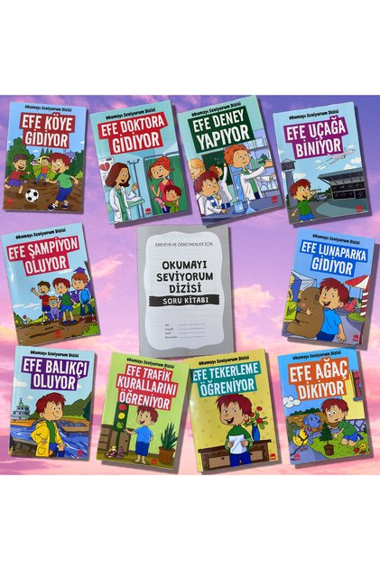 EFE'NİN MACERALARI SETİ / 10 Books / Illustrated / 1. Class/Exam Evaluation Booklet with Gift