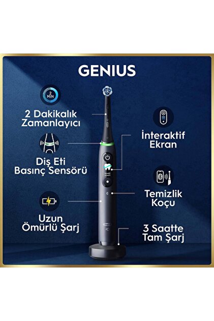 Oral-B iO9 Siyah Şarjlı/Elektrikli Diş Fırçası, 1 Fırça Başlığı