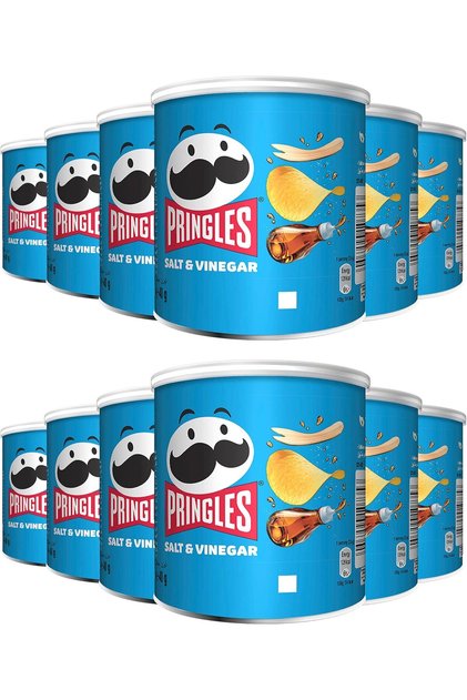 - Salt & Vinegar Flavour Potato Chips - Crunchy Crisps Snacks - Pack of 12 - 40g