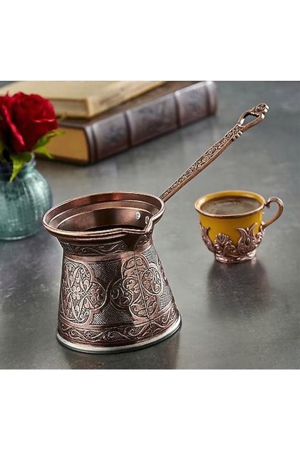 3 No. Nickel Patterned Stainless Steel Cast Coffee Pot Suitable for Induction Cookers Copper