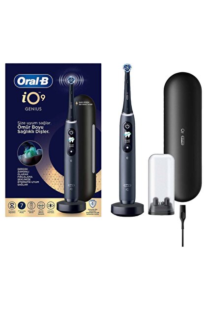 Oral-B iO9 Siyah Şarjlı/Elektrikli Diş Fırçası, 1 Fırça Başlığı