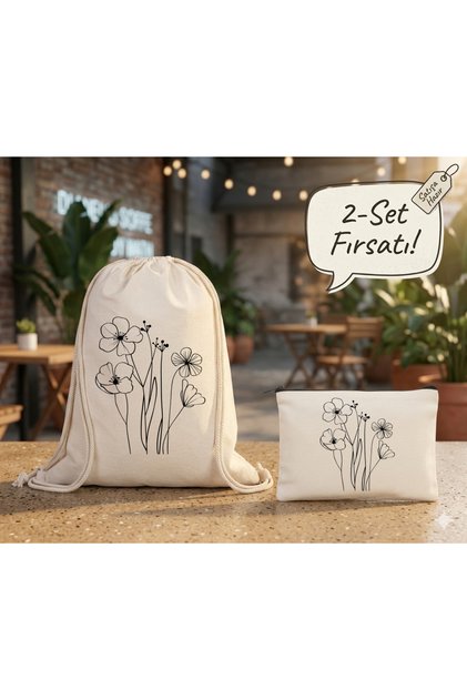 Cloth Backpack, Wallet Set of 2