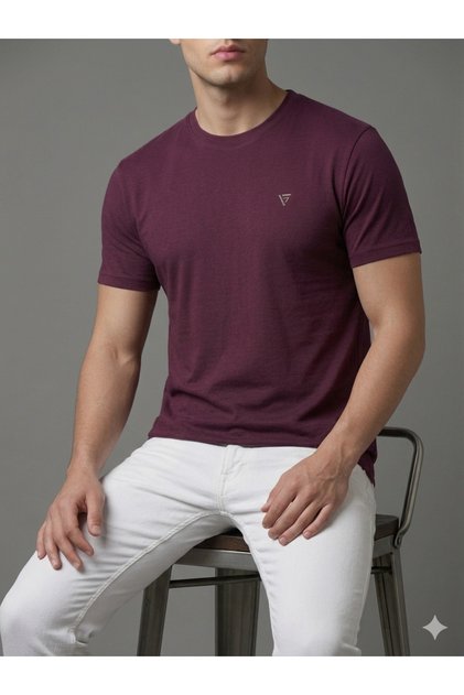 Men's Basic Slim Fit Crew Neck T-Shirt - Burgundy