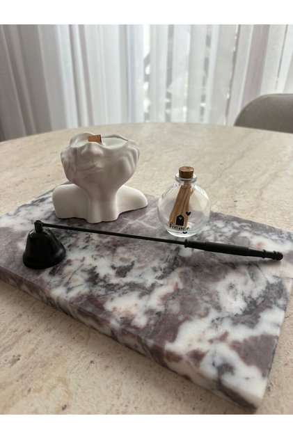 Koyu Menekşe Mermer Dekoratif tepsi
