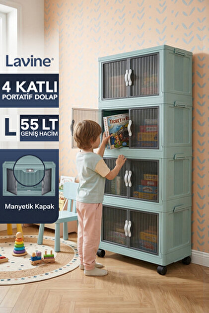 Lavine ”LARGE” 4 Katlı Portatif Organizer Tekerlekli Dolap Çok