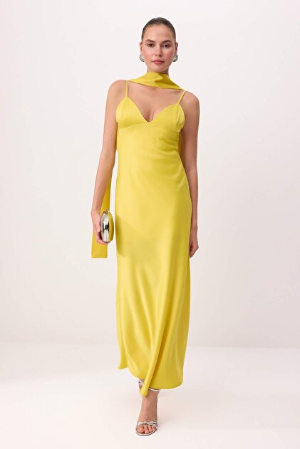 trendyol satin dress Trendyol cowl neck satin dress in moss green