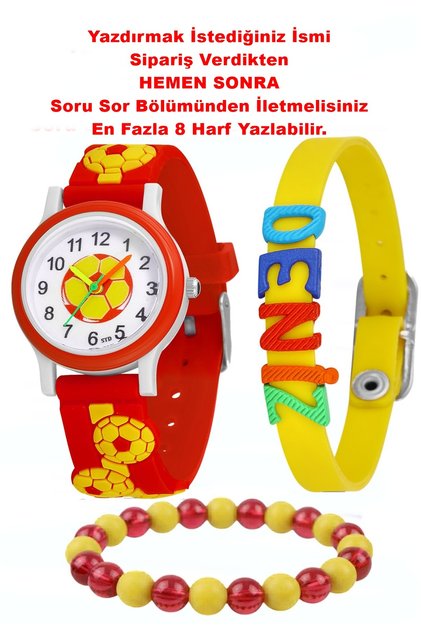Çocuk Saati - Saat Öğretici Rakamlı Kadran Kız Çocuk Saati / Erkek Çocuk Saati - Isme Özel Bileklik