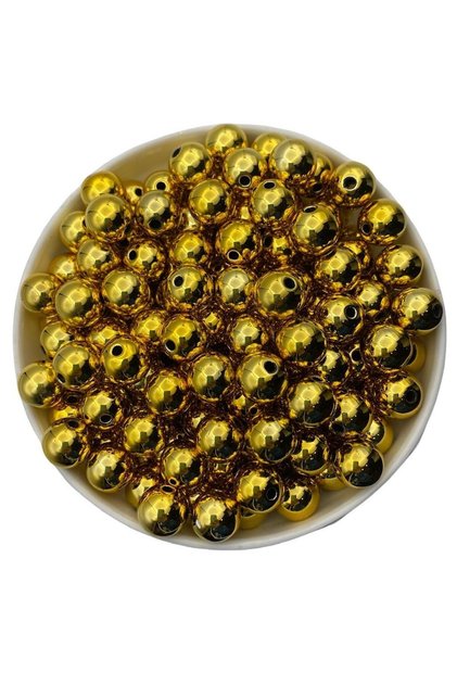 14mm Gold / Golden Yellow Color Shiny Metalized Plastic Beads,Metallic Jewelry,Bag Making Beads (100Gr