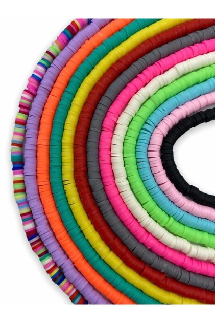 4mm 13 Adet Polimer Kil Fimo Boncuk Dizi Seti,13 Renk 4mm Fimo,40cm Hamur Boncuk Dizisi
