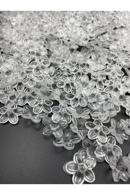 50gr Akrilik 20mm Şeffaf Renk Çiçek Model Boncuk (50 gr,~40 Adet)