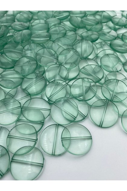 100gr Turquoise/ Water Green 25mm Flat Flat Round Acrylic Beads, Bag Beads (100gr~40 Pieces),