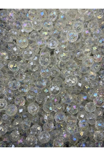 Transparent Color Flat 10mm Janjan Acrylic Beads, Shiny Jewelry, Bag Making Beads (50gr,~150 Pieces)