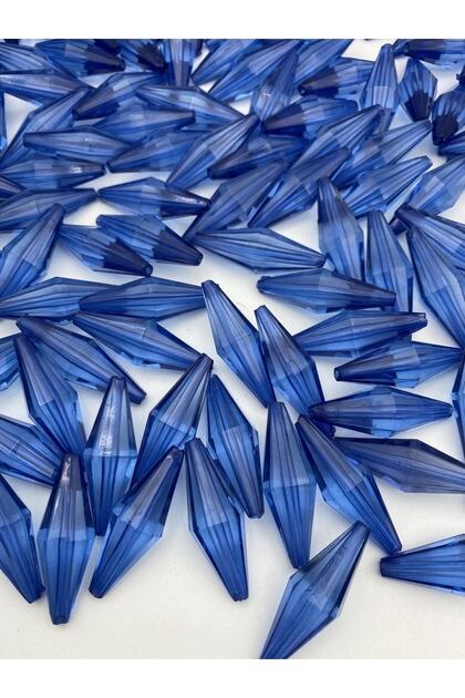 Cobalt Blue / Dark Blue Large Barley Model Acrylic Beads, Jewelry, Bag Making Beads (100gr, ~45 Pieces)