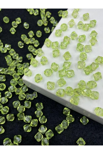 10mm Light Green Color Pyramid Model Acrylic Beads, Jewelry, Bag Making Beads (100gr,~260 Pieces)
