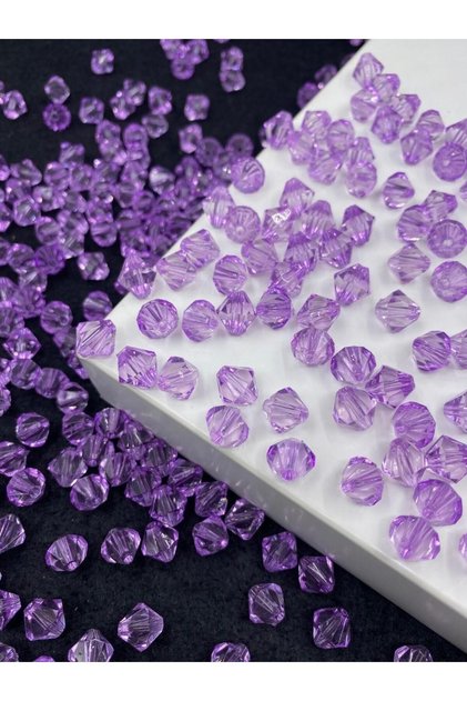 10mm Lilac / Light Purple Color Pyramid Model Acrylic Beads, Jewelry, Bag Making Beads (100gr,~260 Pieces)