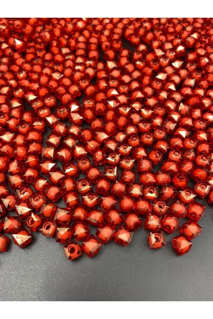 10mm Red Color Beaded Acrylic Cube Model Beads, Jewelry, Bag Making Beads (100gr,~250 Pieces)