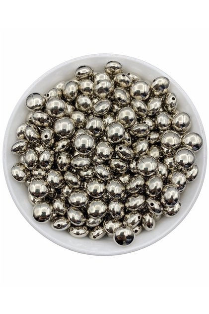 100Gr Metalized Ccb Flat Model Beads, Metalized Bonibon Model Jewelry, Bag Beads (100Gr,~150 Pieces)