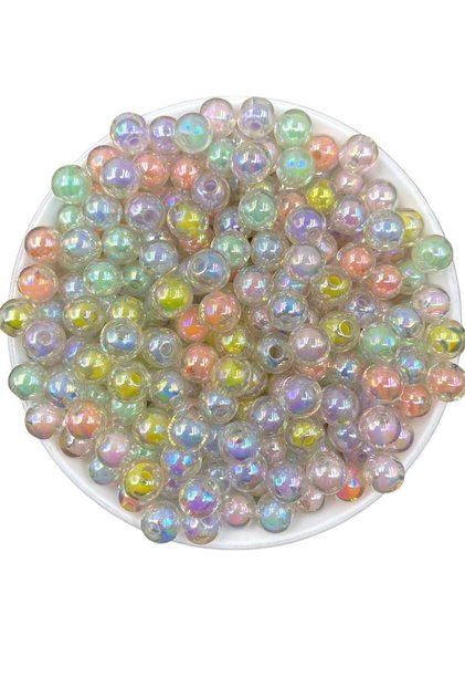 25 Gr 10mm Mixed Color Acrylic Beads with Janjan and Beads Inside, Jewelry Making Beads (25Gr,~48 Pieces)