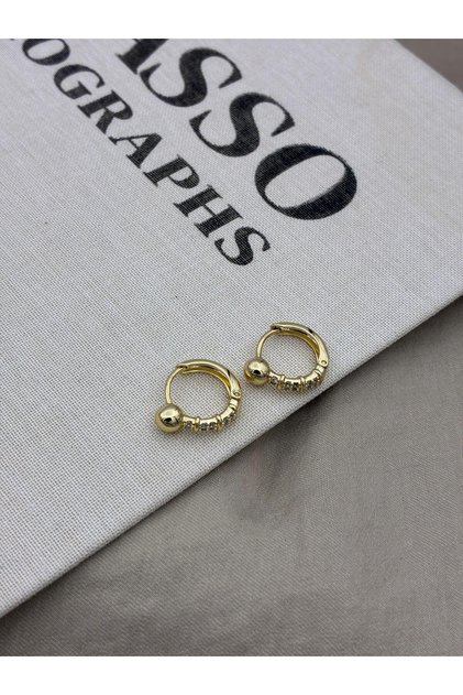 Xuping Gold Renk Topçuklu Zirkon Taşlı Halka Küpe