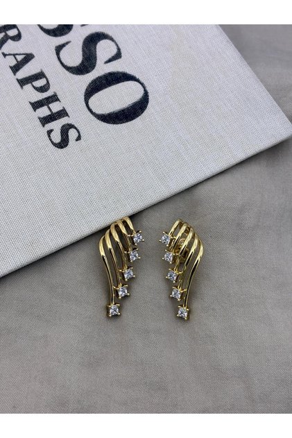 Xuping Gold Color Multi-Look Wing Model Zircon Stone Earrings