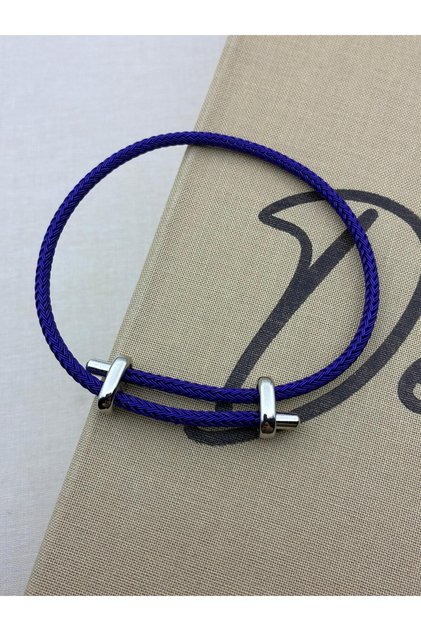 Colorful Adjustable Silver Color Steel Detailed Knitted Rope Bracelet