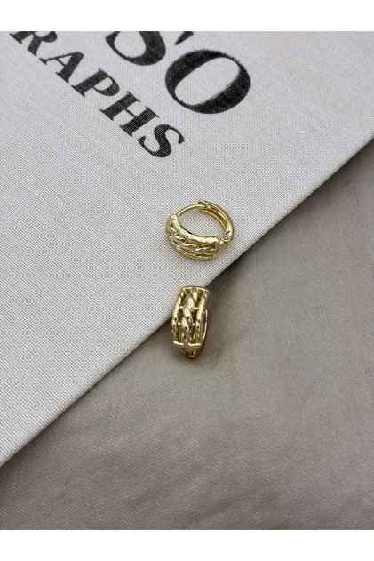 Xuping Gold Color Hoop Earrings with Twist Detail
