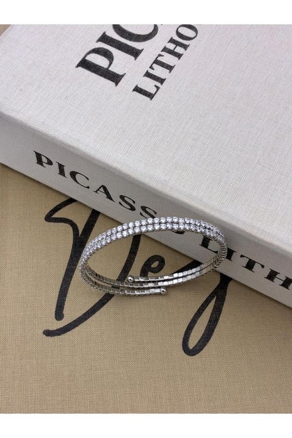 Silver Color Adjustable Zircon Baguette Stone Double Row Waterway Bracelet