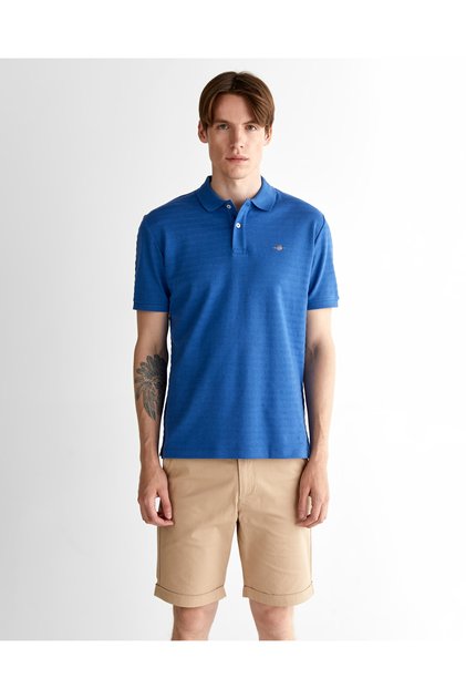 Erkek Lacivert Regular Fit Çizgili Polo