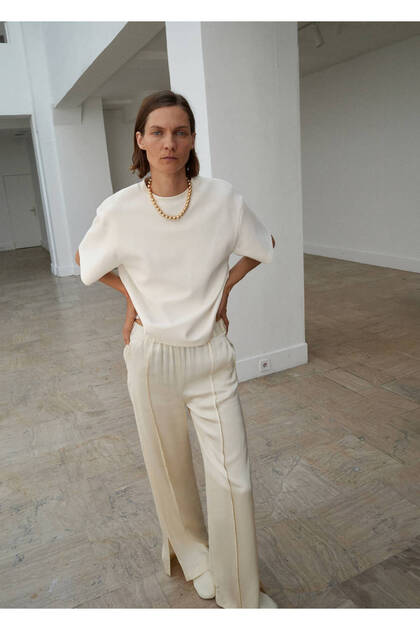 Satin Pants with Side Slits