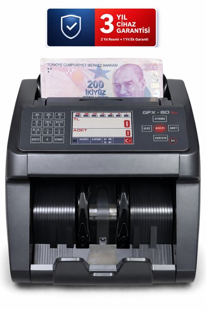 Karışık Para Sayma Makinesi MIX 80 New, Tl Ve Euro Karışık Sayım - Dolar Adet Sayım Müşteri Ekranı