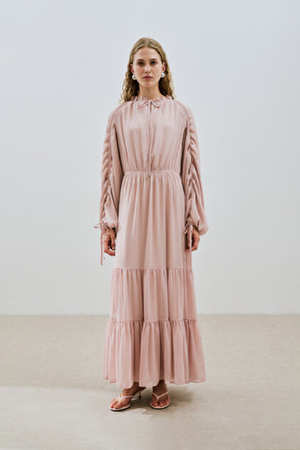 Manuka Long Tight Chiffon Dress Sambucus- Trendyol