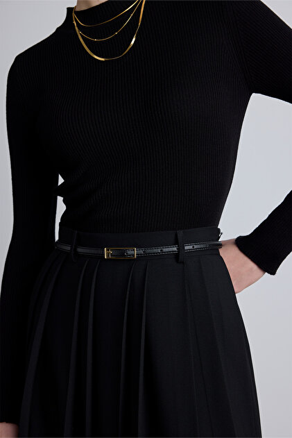 Manuka Thin Belt with Rectangular Buckle Black- Trendyol Manuka Thin Belt with Rectangular Buckle Black- Trendyol