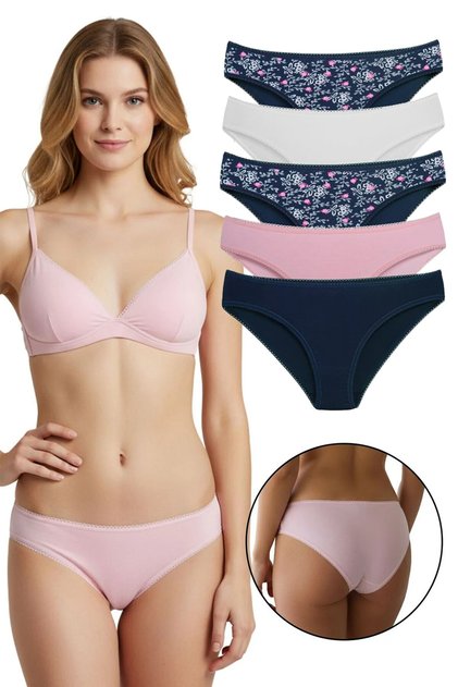 Women's Daily Cotton Panties Slip Mixed Colors Set of 5 Kts1090