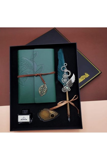 Mr Nostalgia Ajanda Dip Pen Set Dip Pen Set with Ink Special Design Special Gift (Green)