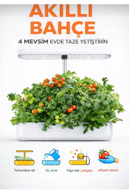 Akıllı Bahçe Doğal 4 Mevsim Topraksız Ev Bahçesi - 12 Bölmeli Bitki Sebze Yetiştirme