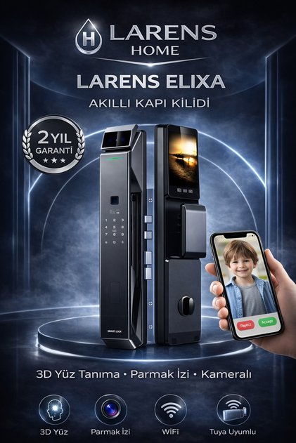 ELİXA F7 Pro Akıllı Kapı Kilidi – Yüz Tanıma, Parmak İzi, Şifre, Kart ve Tuya Uygulama Destekli