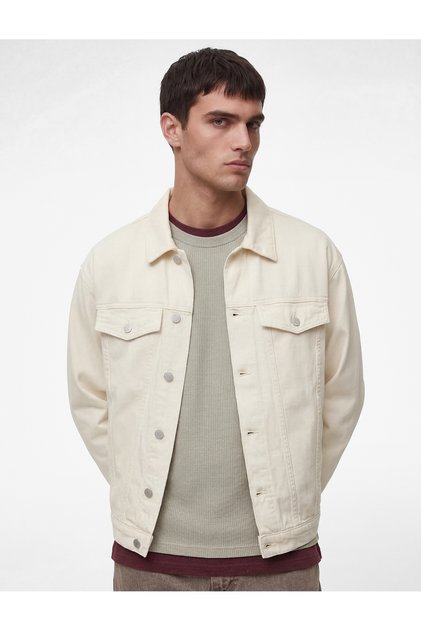 Long Sleeve Covered Pocketed Shirt Collar Jean Jacket