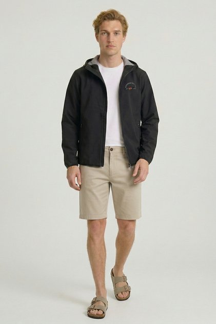 Sailduno Black Hooded Stretch Summer Coat