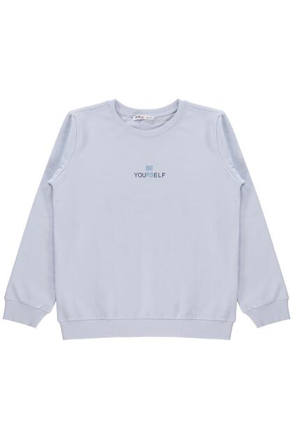 Civil Girl's Sweatshirt | 2 Threaded Long Sleeve Crew Neck Printed | School Nursery and Daily Use - Blue