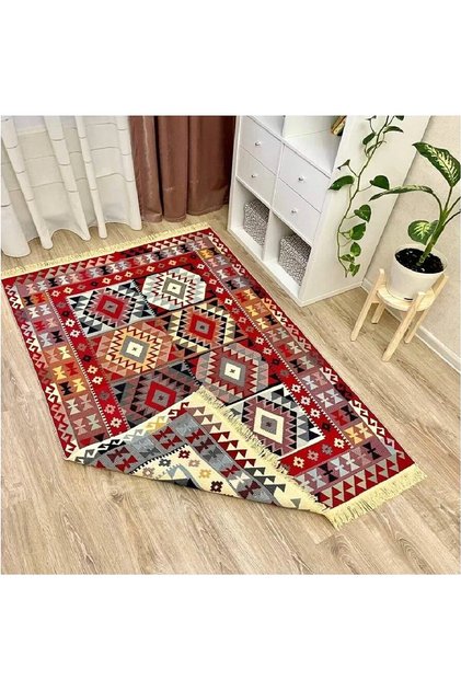 Covor decorativ tradițional cu țesătură plată - Kilim cu două fețe, 60x90 cm - 01