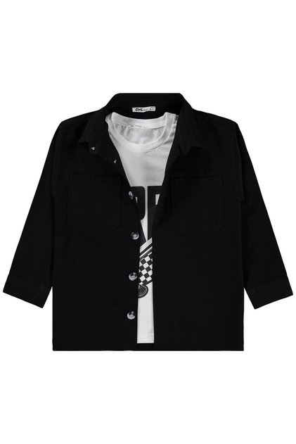 Double Pocketed T-Shirt 6-9 Years Old Shirt - Black