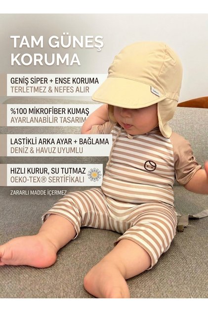 اللون البيج، غطاء الفيلق، حماية الرقبة، رسن الرقبة، مشبك تعديل مرن، قبعة شمس للأطفال الصغار