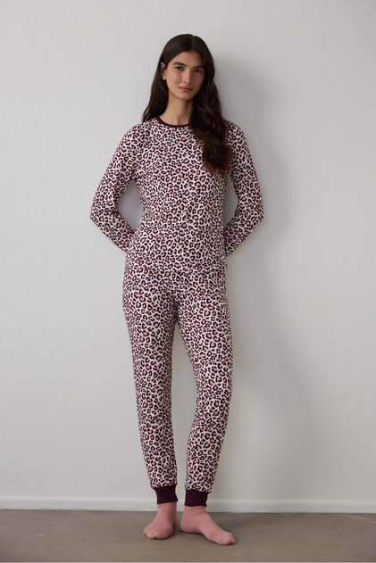 Multi-Colored Cool Leopard Thermal Effect Pants Pajama Set