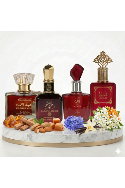 Set 4 Parfumuri Orientale Dama 100ML - Raghba Gold + Lailat Al Ahlam + Anaya + Lamast