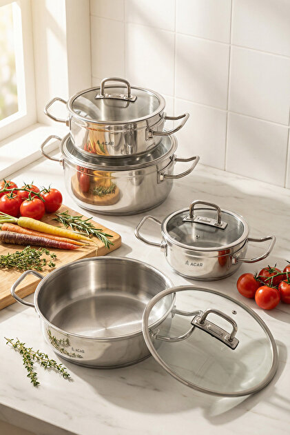 ACAR Karat Merkür 8 Piece Steel Cookware Set 17158- Trendyol