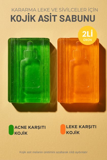 Zerdeçallı Kojik & Acne Kojik Sabunu 110-120 gr Doğal Leke Karsıtı Beyazlaticı Cilt Bakım Seti