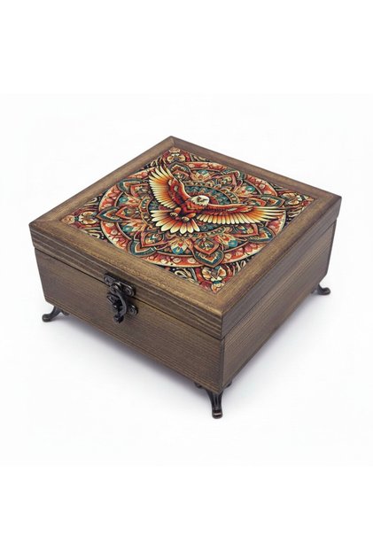 Wooden Jewelry and Key Storage Boxes, Ceramic Tiles and Velvet Lining, 50 Different Pattern Options