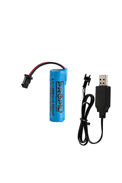 3.7v 14500 Li-on Oyuncak Pili ve Usb Şarj Cİhazı Siyah Soketli