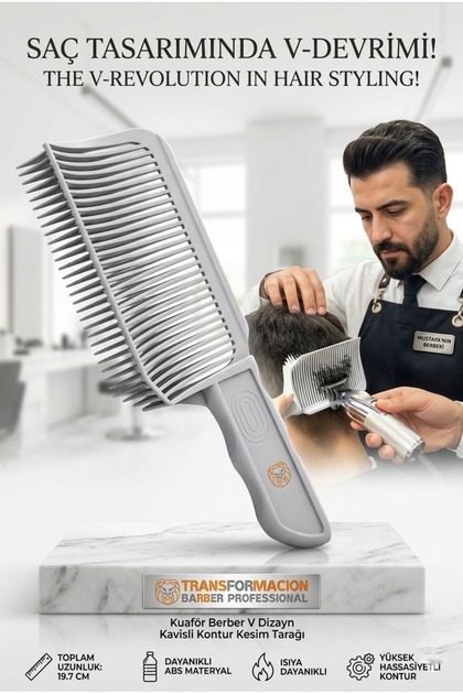 Hairdresser Barber V Design Curved Contour Cutting Comb 721919