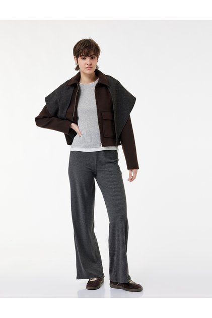 Viscose Blended High Waist Leggings Pants with Spanish Leg